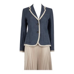 Max Mara Weekend Max Mara Blue Wool Contrast Trim Blazer Size M
