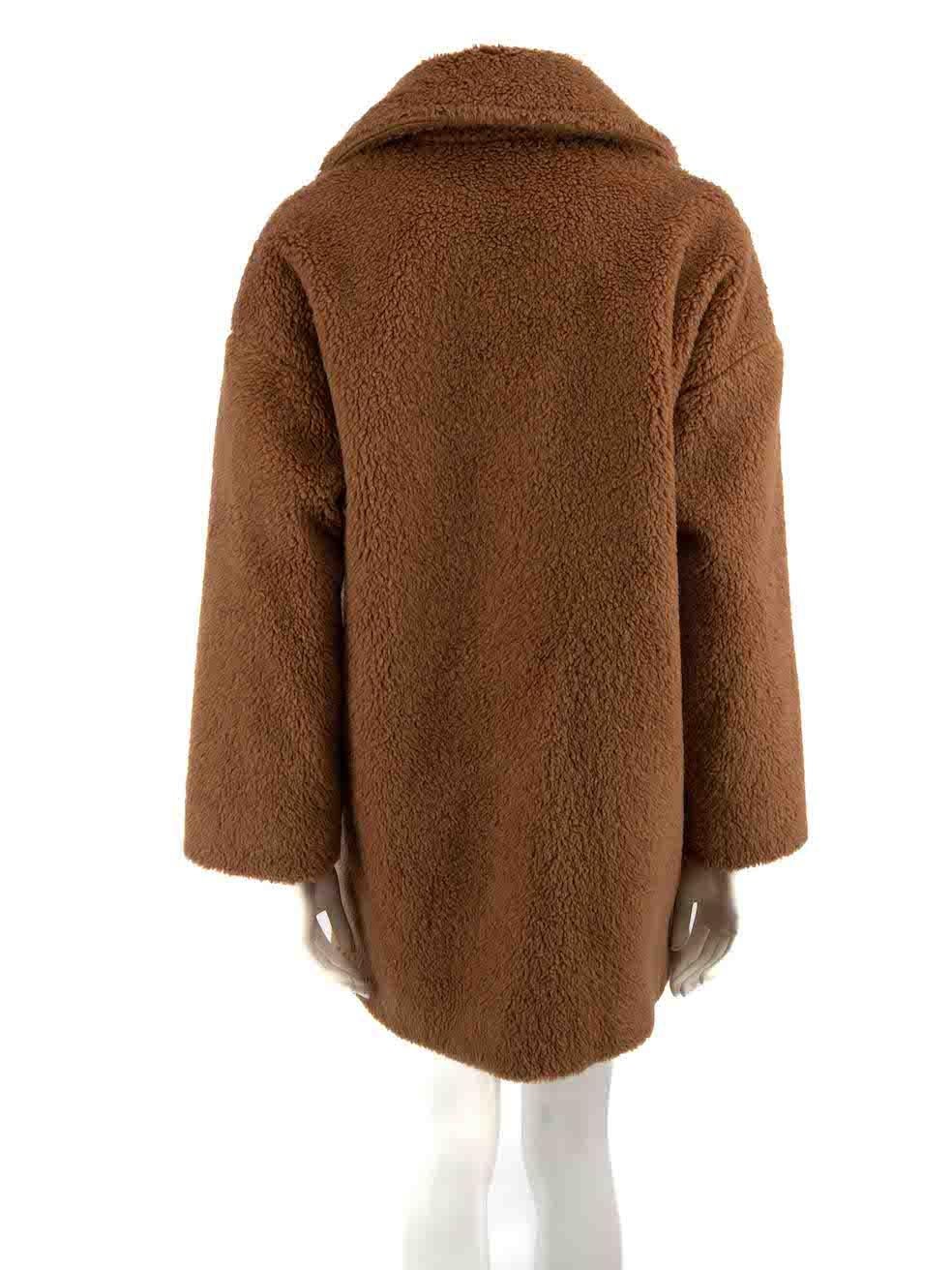 Max Mara Weekend Max Mara Brown Wool Teddy Coat Size S In Good Condition In London, GB