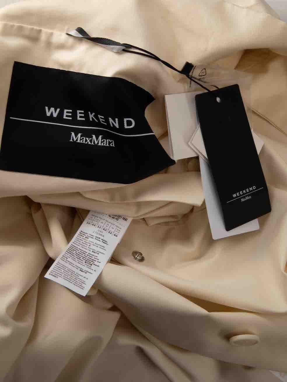 Women's Max Mara Weekend Max Mara Ecru Detachable Hood Drawstring Coat Size L