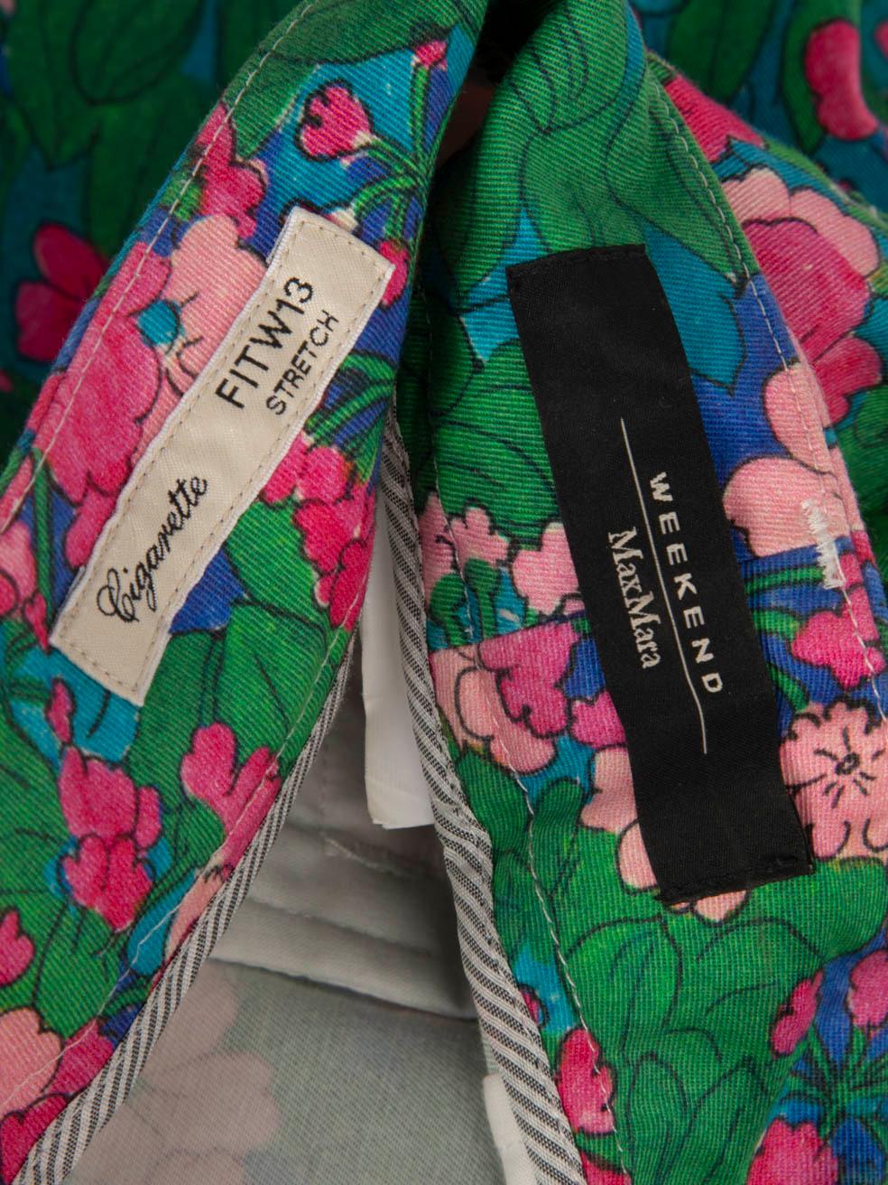Max Mara Weekend Max Mara Floral Cigarette Fit Trousers Size L In Good Condition For Sale In London, GB