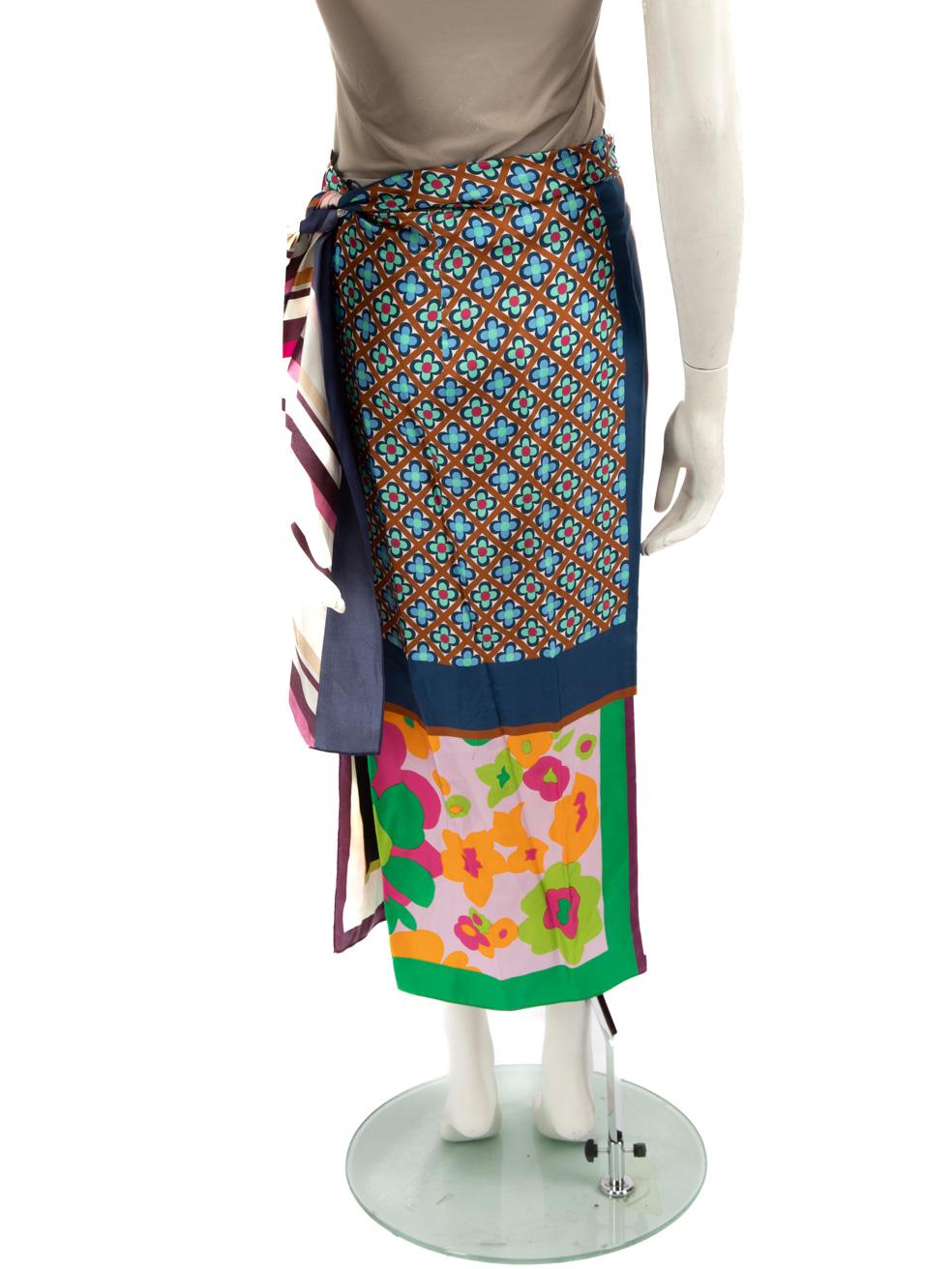 Beige Max Mara Weekend Max Mara Floral Pattern Midi Wrap Skirt Size L