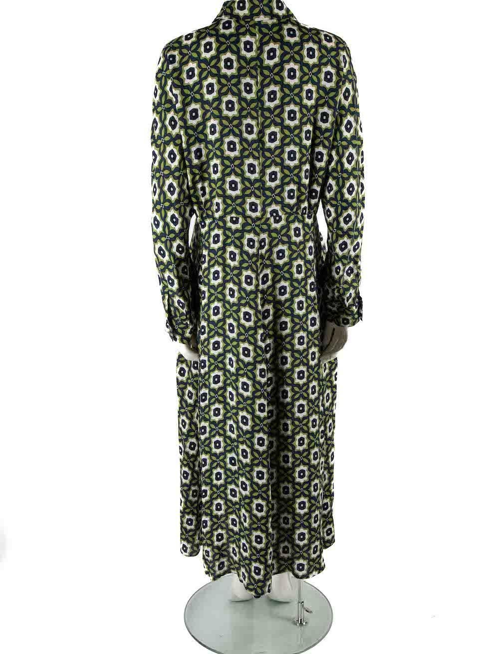 Max Mara Weekend Max Mara Green Abstract Floral Tacco Day Dress Size XXXL In Good Condition For Sale In London, GB