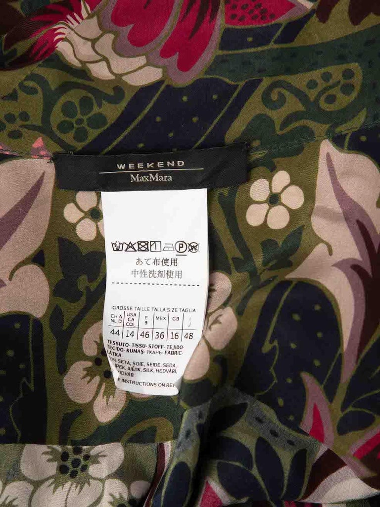 Max Mara Weekend Max Mara Green Silk William Morris Midi Dress Size XXL at  1stDibs