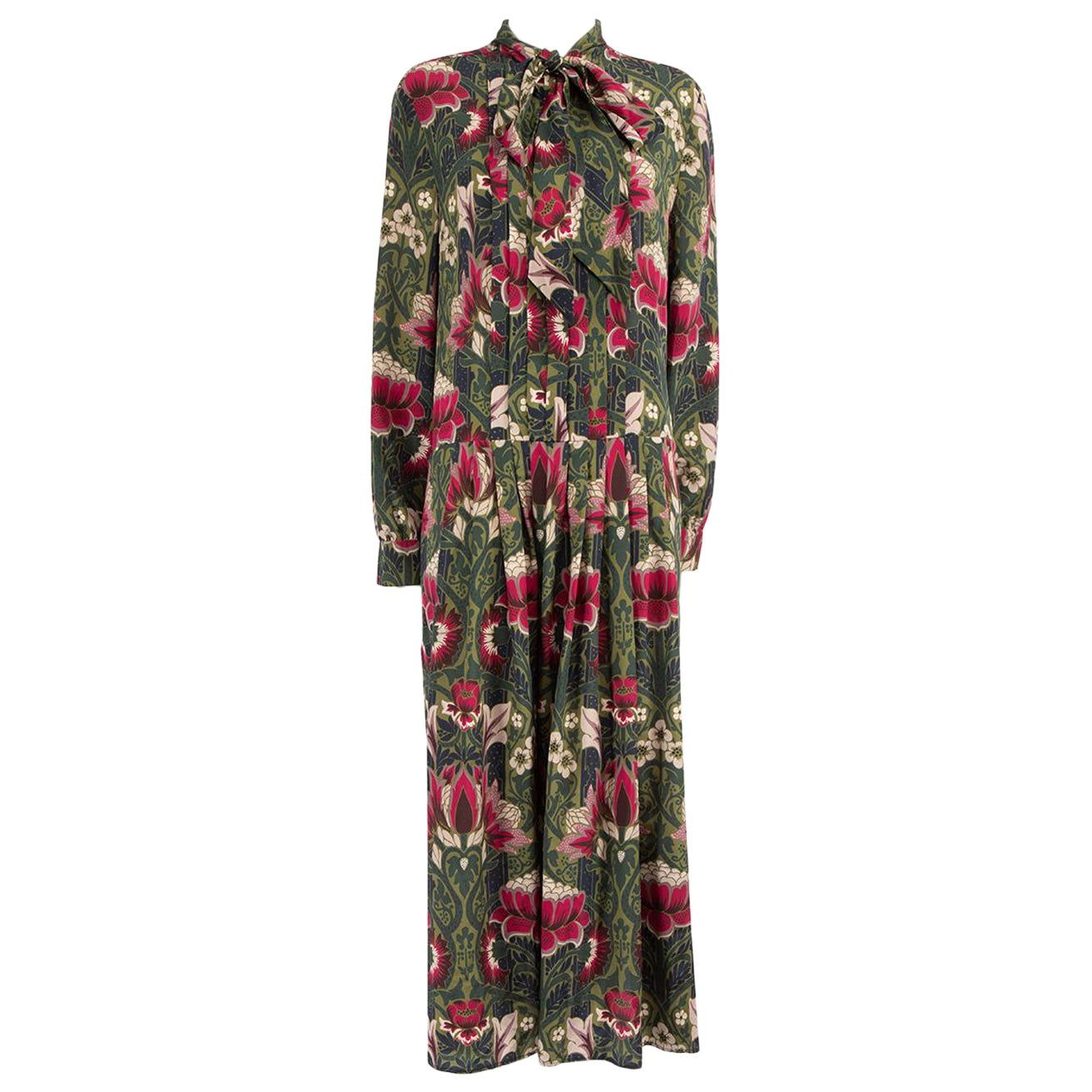 Max Mara Weekend Max Mara Green Silk William Morris Midi Dress Size XXL