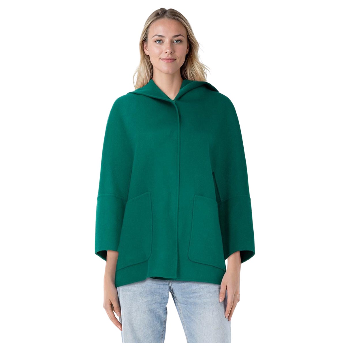 Max Mara Wochenende Max Mara Grün Wolle Kapuze überdimensioniert Jacke Größe XS im Angebot