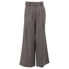 Used Max Mara Weekend Max Mara Grey Houndstooth Wide Leg Trousers Size XXS