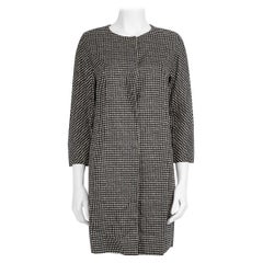 Used Max Mara Weekend Max Mara Grey Printed Check Mid-Length Coat Size L
