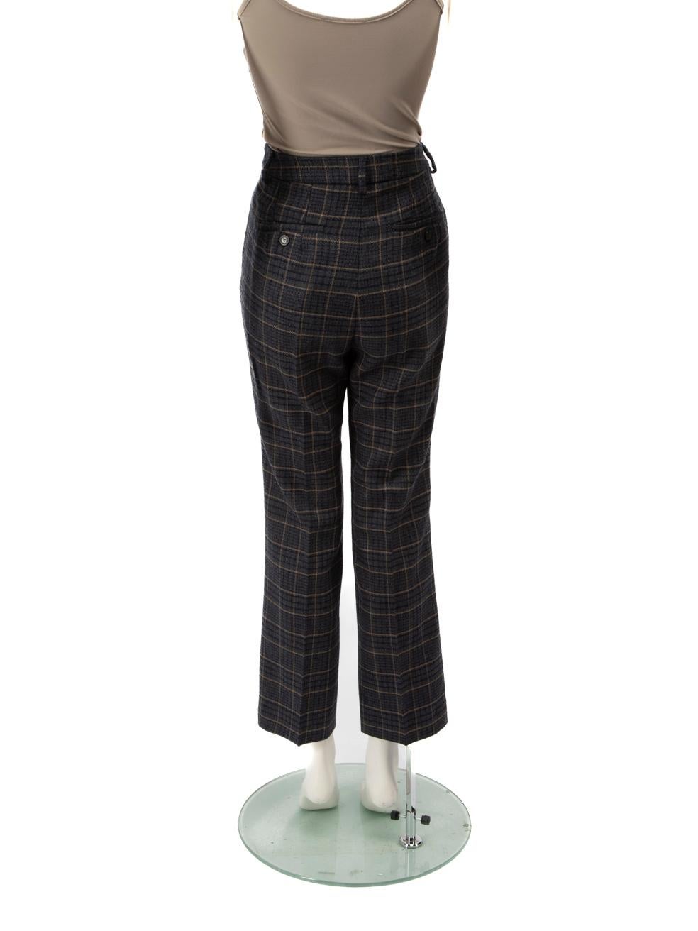Nero Max Mara Weekend Max Mara Pantaloni a scacchi in lana grigia taglia S in vendita