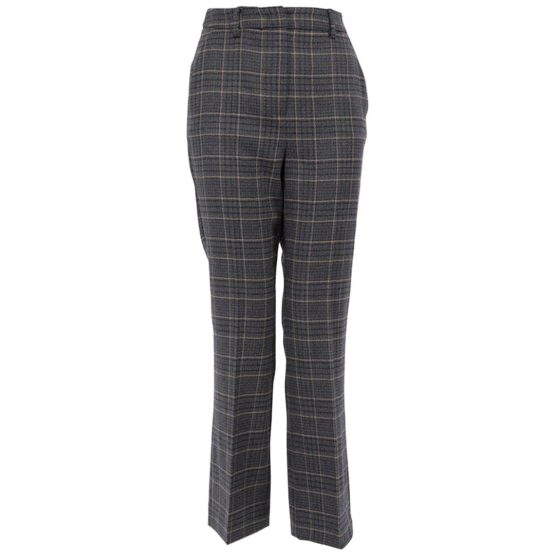 Max Mara Weekend Max Mara Grey Wool Checkered Trousers Size S