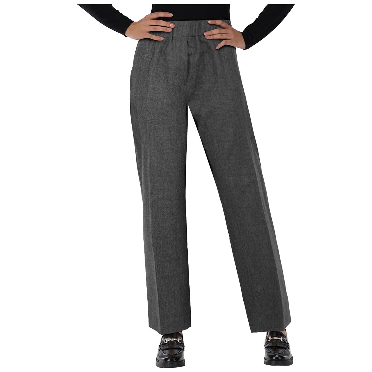 Max Mara Weekend Max Mara Grey Wool Straight Leg Trousers Size XXL