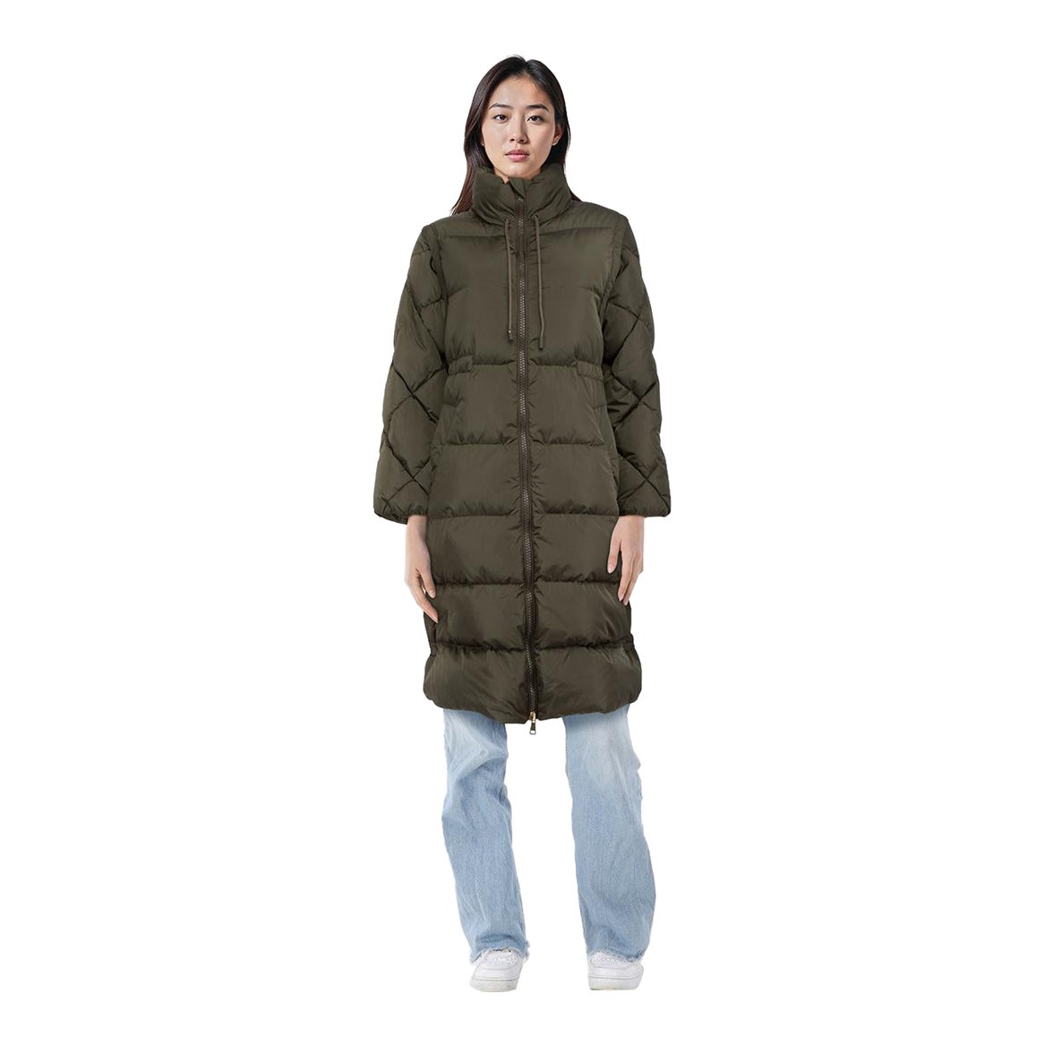 Max Mara Weekend Max Mara Khaki Furetto Puffer Coat Con Cappello Taglia XXS in vendita