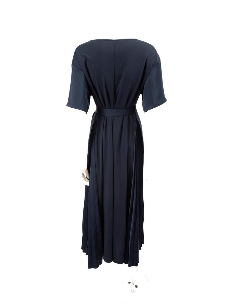 Max Mara Weekend Max Mara Navy Short Sleeve Midi Pleated Dress Size M at  1stDibs