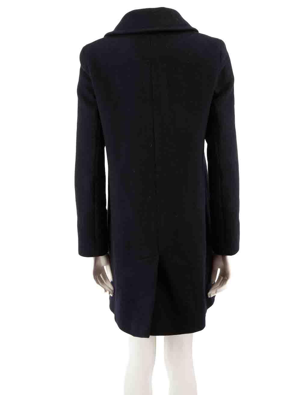 Max Mara Weekend Max Mara Navy Wool Double Breasted Coat Size M In Good Condition For Sale In London, GB