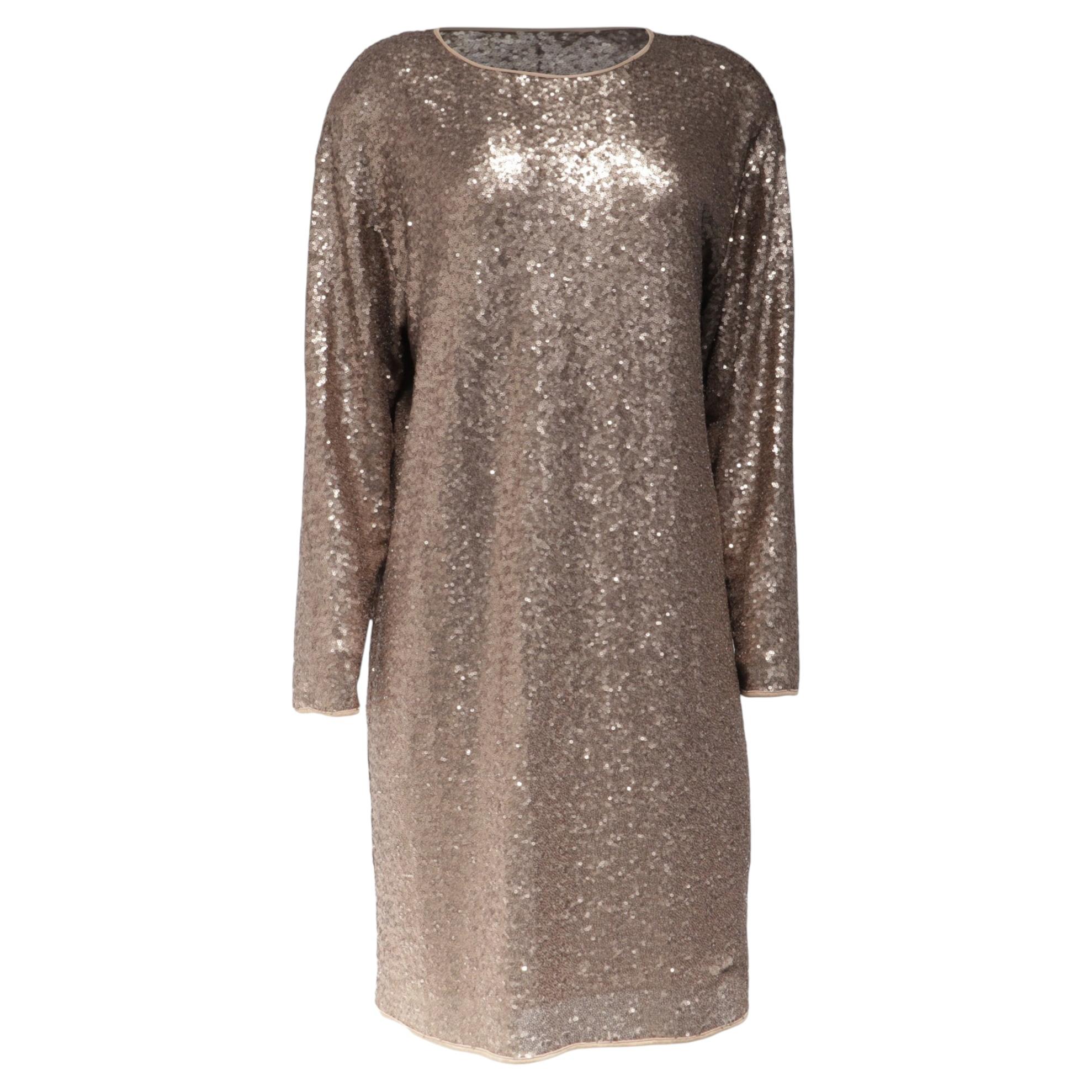 Max Mara Weekend Sequined Mini Dress in Brown Polyester For Sale