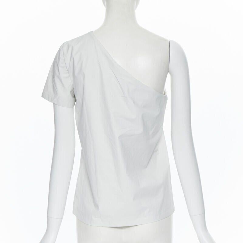 Women's MAX MARA white coated cotton one shoulder asymmetric top S For Sale