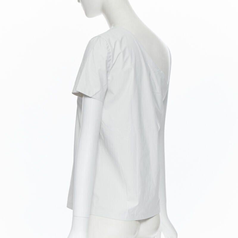MAX MARA white coated cotton one shoulder asymmetric top S For Sale 1