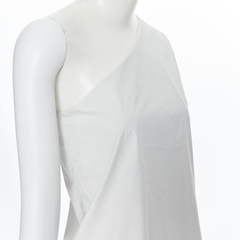 MAX MARA white coated cotton one shoulder asymmetric top S For Sale 2