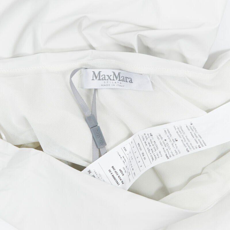 MAX MARA white coated cotton one shoulder asymmetric top S For Sale 3