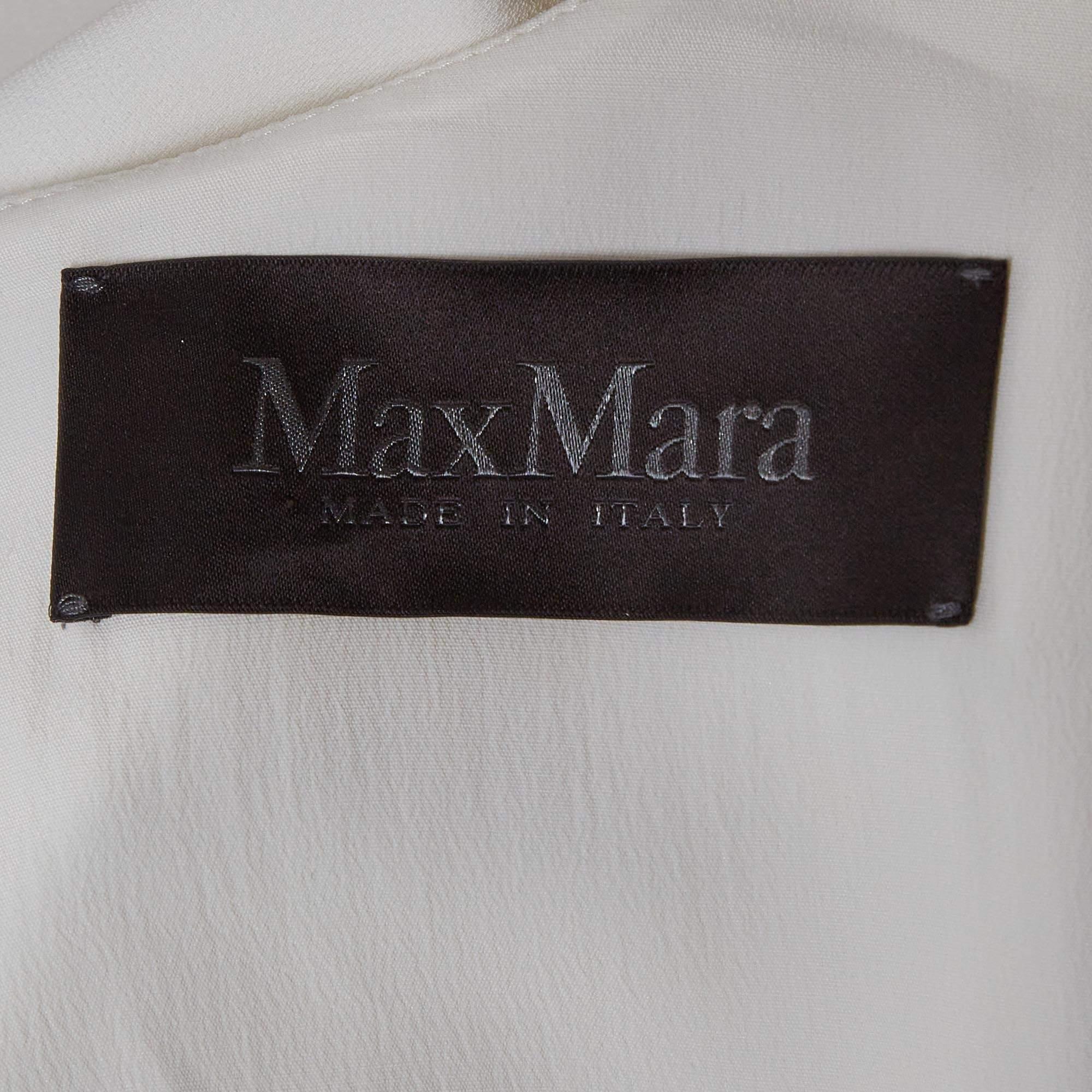 Max Mara White Crepe Ruffled Hem Sleeveless Tunic Top L In Good Condition For Sale In Dubai, Al Qouz 2
