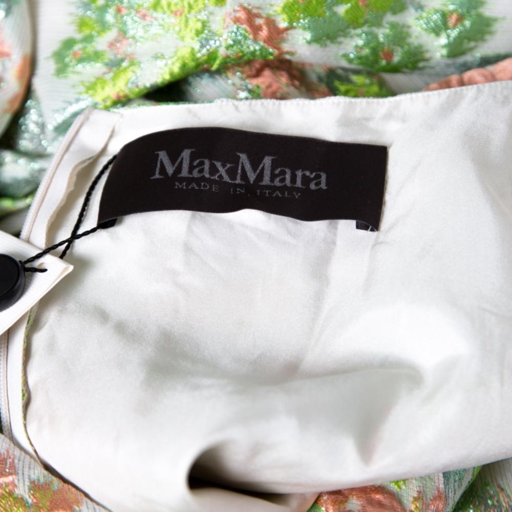 Women's Max Mara White Floral Lurex Jacquard Danzica Maxi Dress S