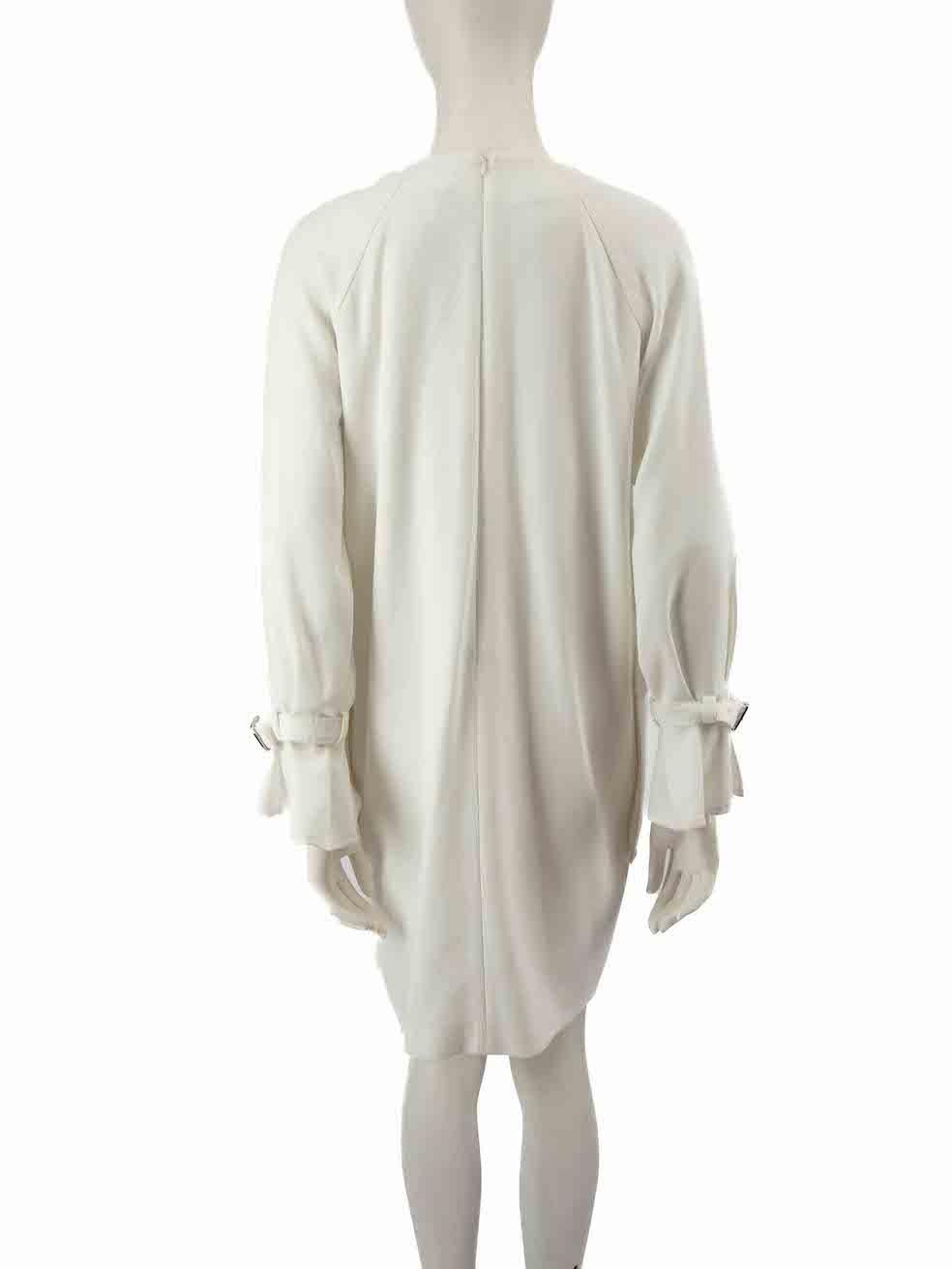 Gray Max Mara White Gathered Neckline Dress Size M