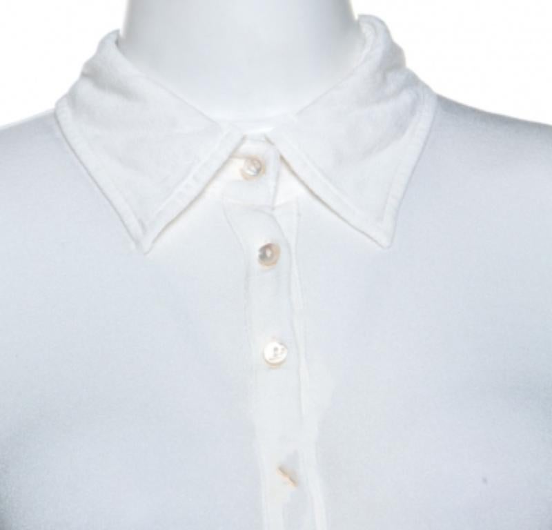 Max Mara Camiseta de punto blanca con cuello M Gris en venta