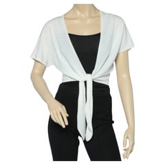 Max Mara Encogimiento de hombros corto de punto blanco con detalle de lazo XL