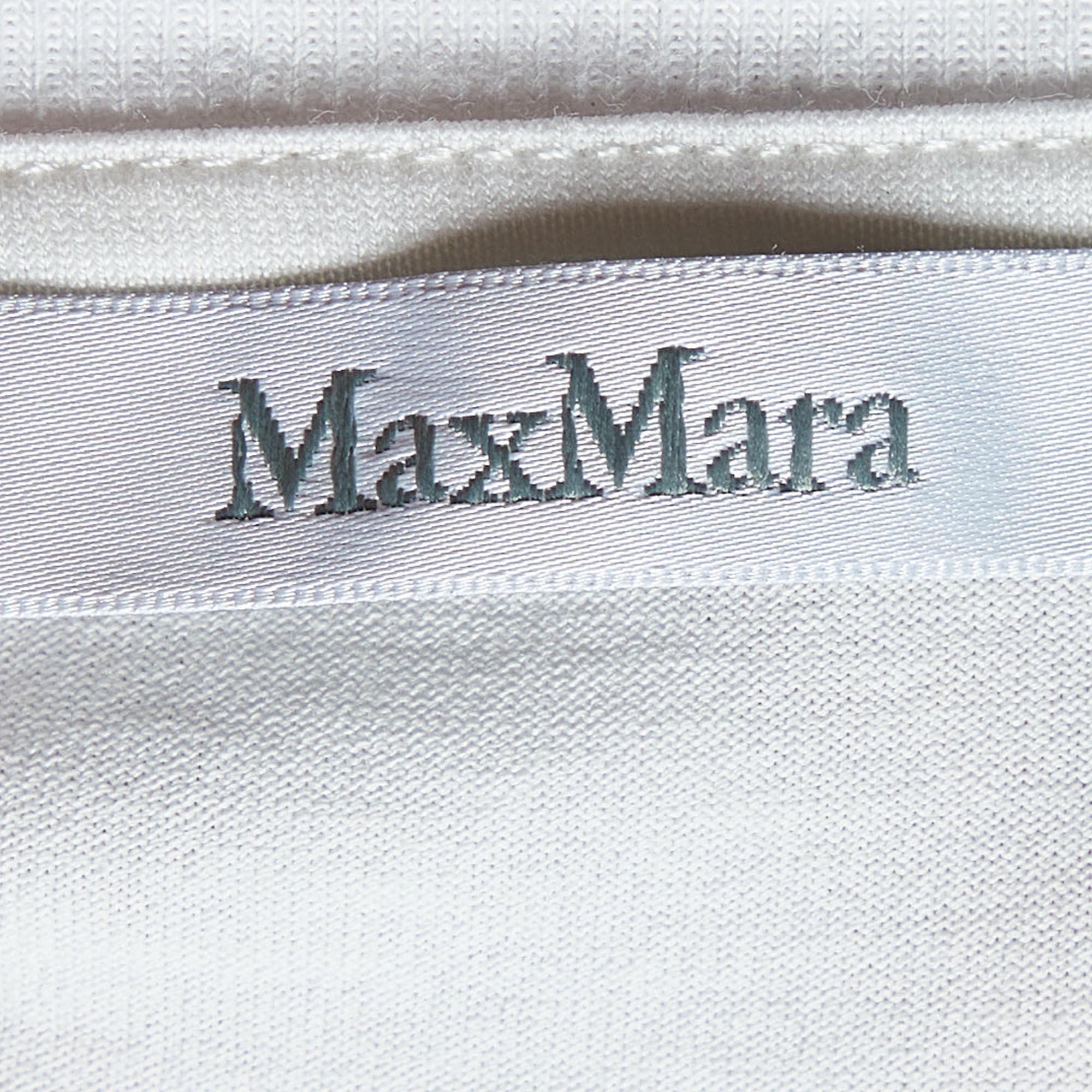Max Mara White Logo Print Cotton Crew Neck T-Shirt S In condizioni buone in vendita a Dubai, Al Qouz 2