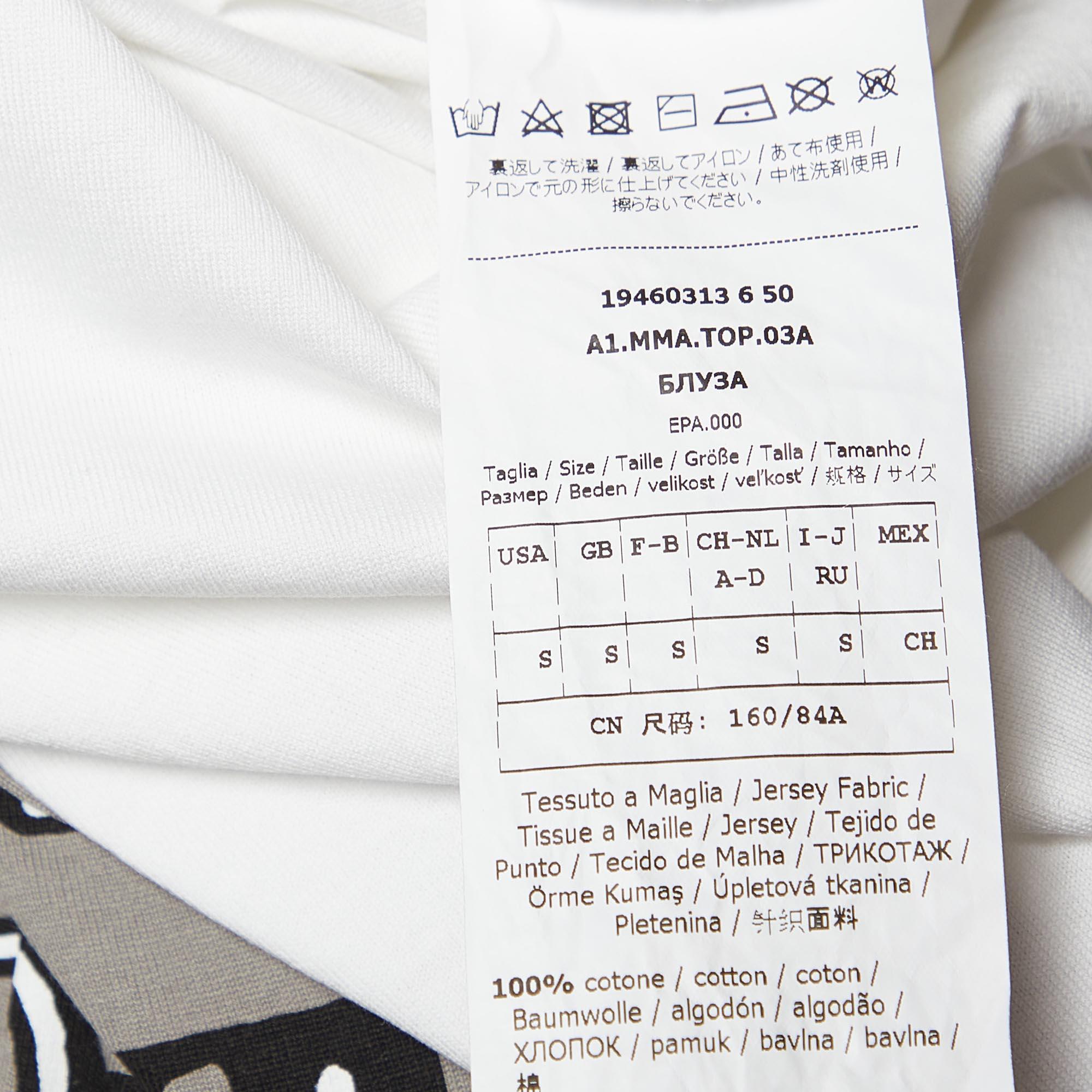 Donna Max Mara White Logo Print Cotton Crew Neck T-Shirt S in vendita