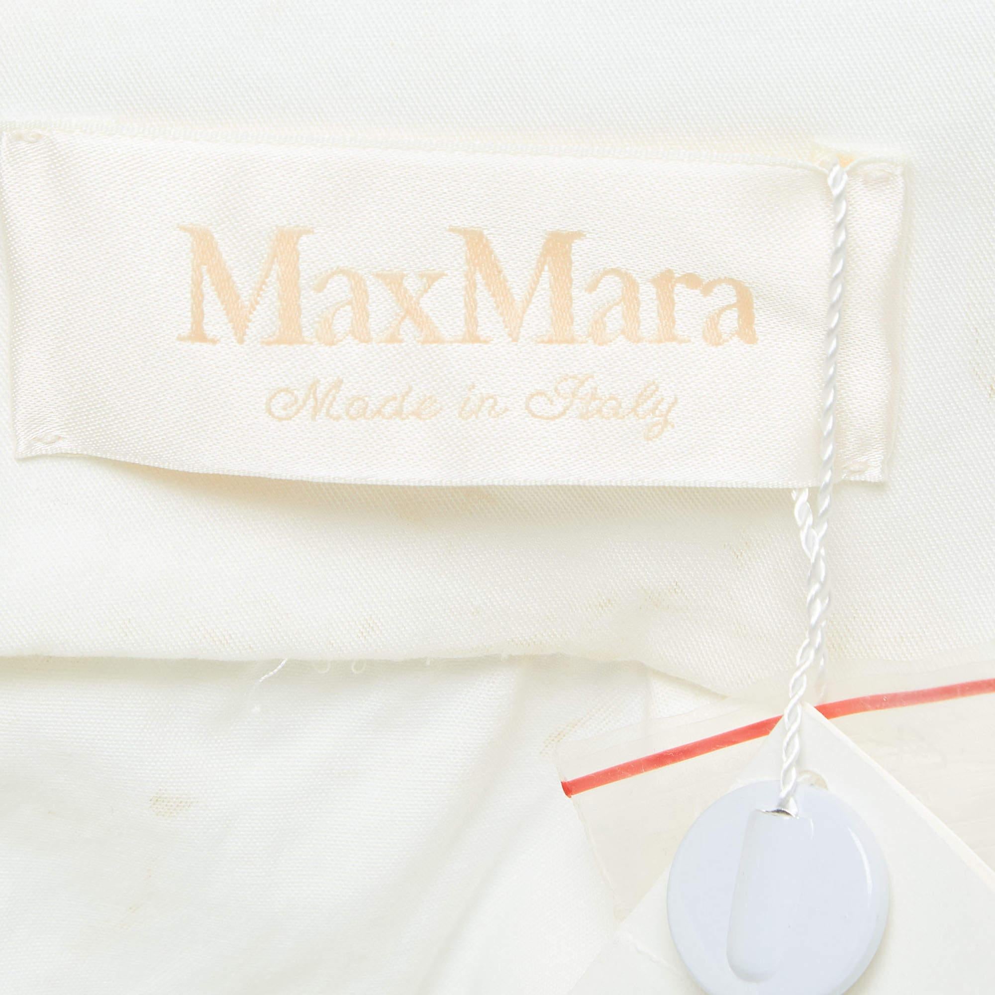 Max Mara White Lurex Jacquard Halter Neck Ermione Gown L For Sale 1