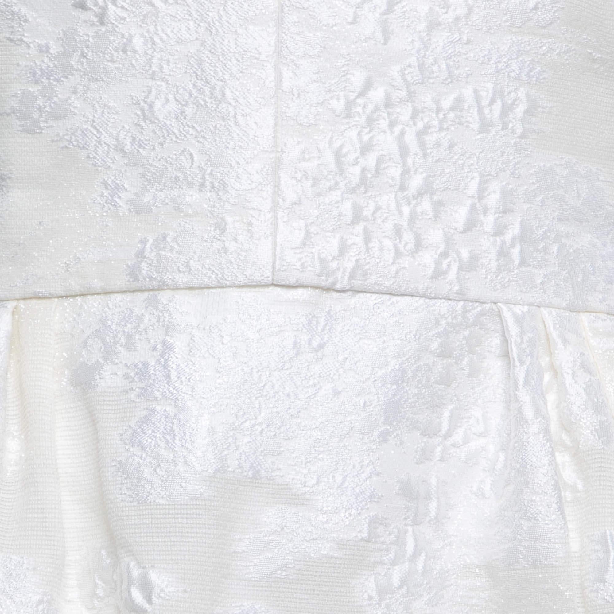 Max Mara White Lurex Jacquard Halter Neck Ermione Wedding Dress M In Excellent Condition For Sale In Dubai, Al Qouz 2