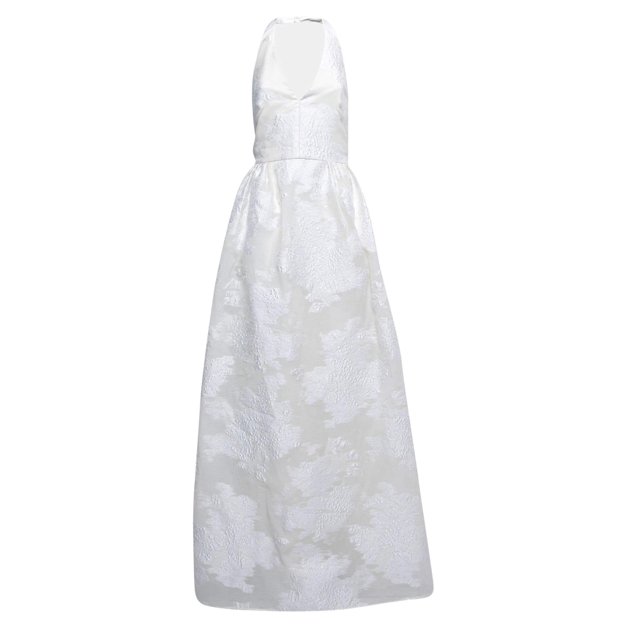 Max Mara White Lurex Jacquard Halter Neck Ermione Wedding Dress M For Sale
