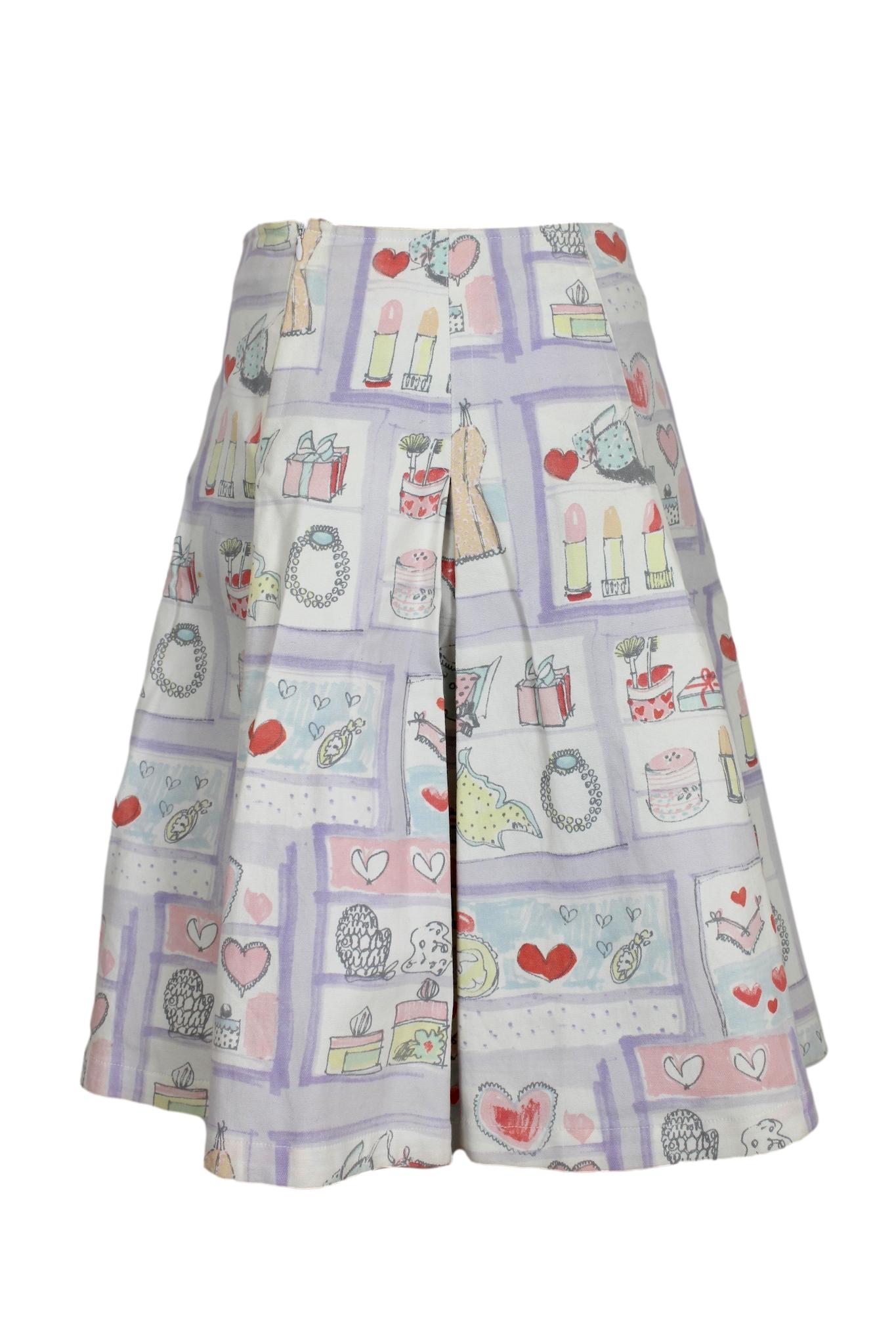 Max Mara 90s vintage pleated skirt. White color with pink abstract designs, knee length, 98% cotton, 2% elastane fabric. Zip closure. Made in Italy.

Size: 38 It 4 Us 6 Uk

Waist: 35 cm
Length: 60 cm