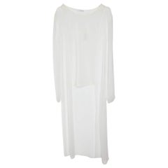 Max Mara White Sheer Crepe Fabio High Low Tunic S Max Mara White Sheer Crepe Fabio High Low Tunic S