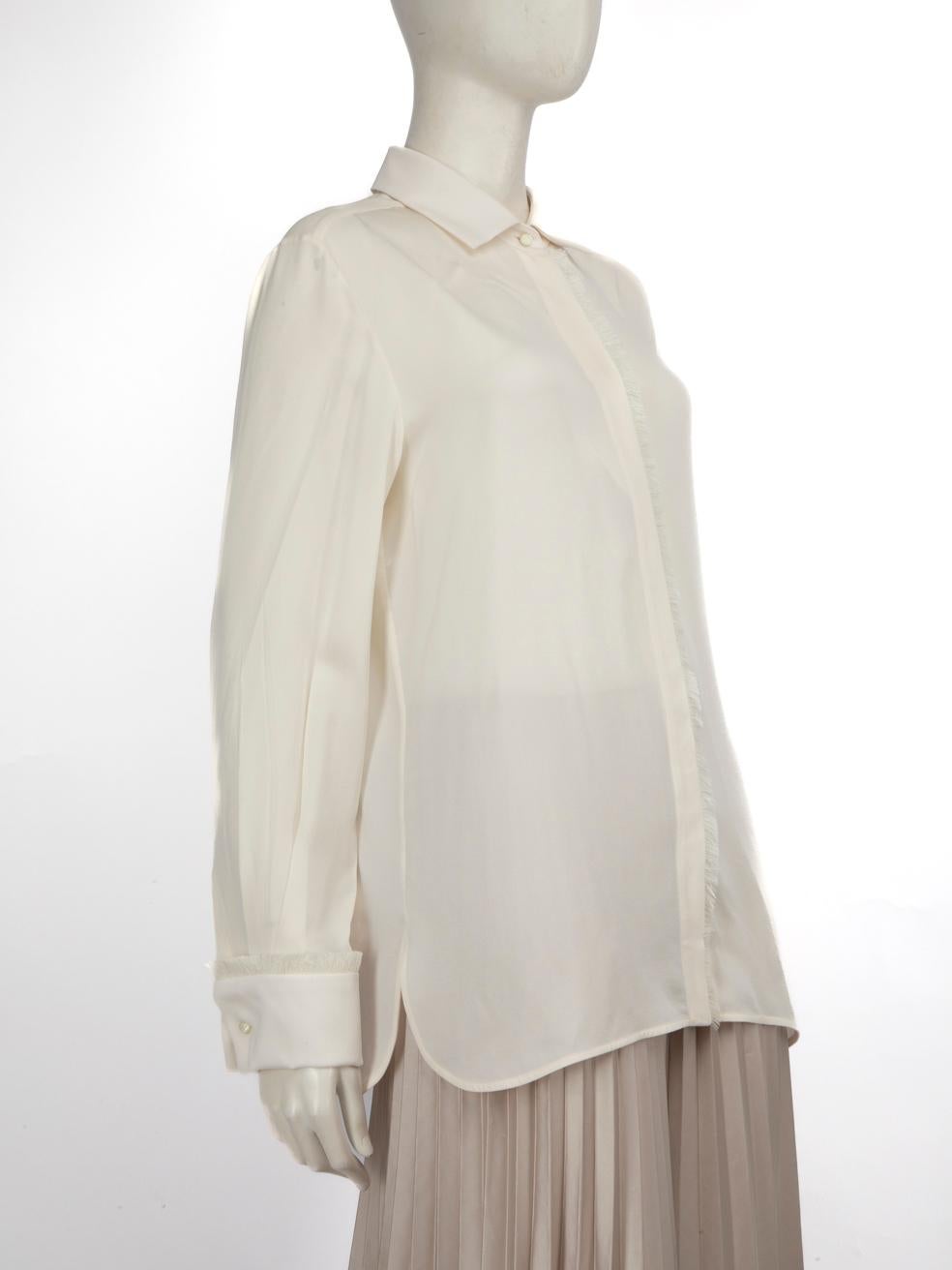 CONDITION is Never worn, with tags. Due to poor storage of the shirt, there is one mark on the back left of this new Max Mara designer resale item. Mark may need gentle hand wash contrary to dry clean
