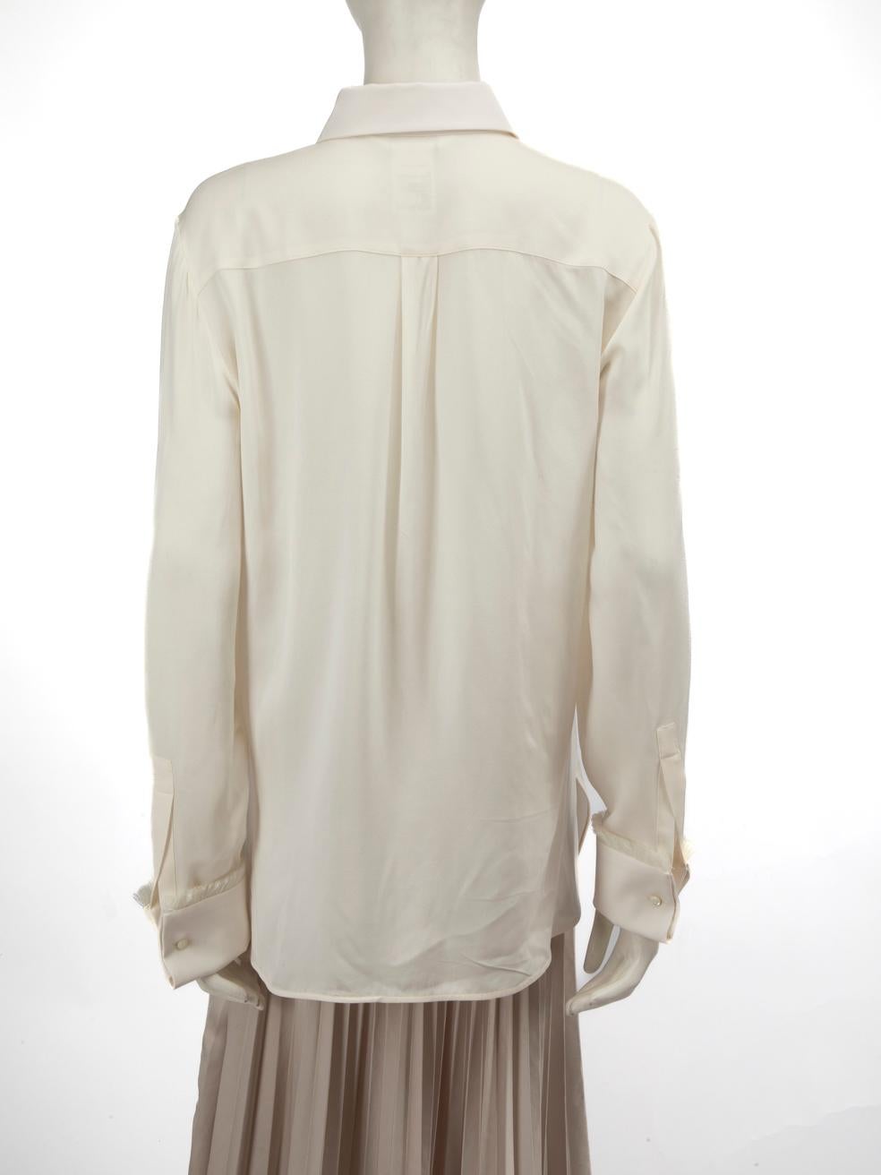 Max Mara White Silk Long Sleeve Blouse Size XXL In New Condition In London, GB