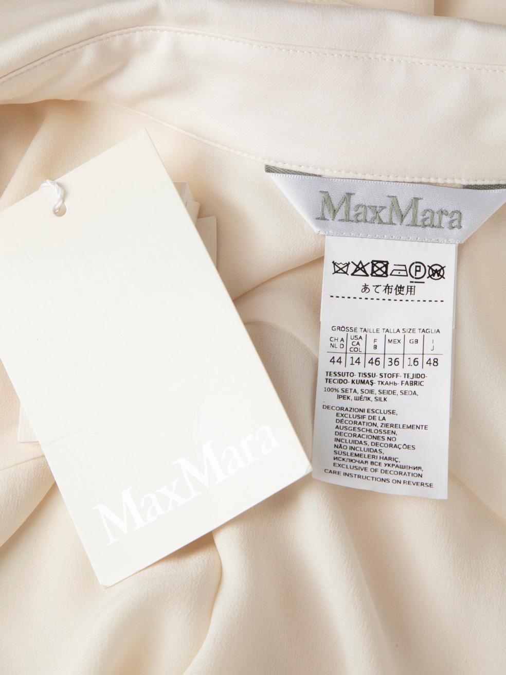 Max Mara White Silk Long Sleeve Blouse Size XXL 2
