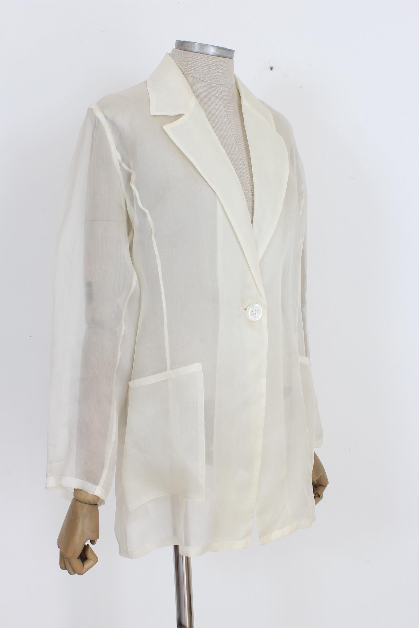 Women's Max Mara White Silk Vintage Evening Blazer 90s
