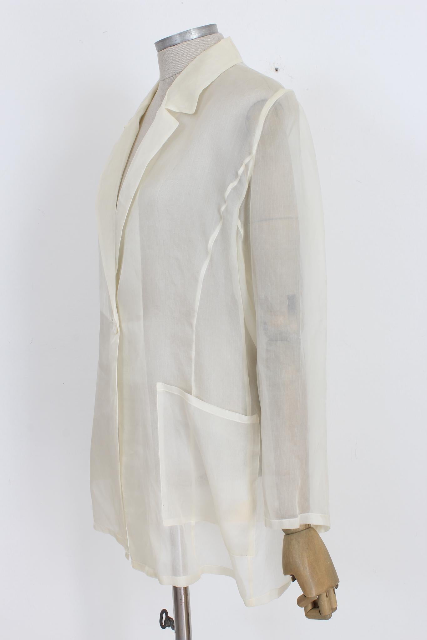 Max Mara White Silk Vintage Evening Blazer 90s 1