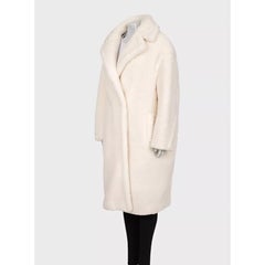 Max Mara White Straight Cut Teddy Coat L