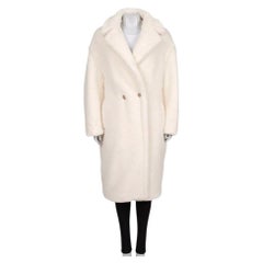 Max Mara White Straight Cut Teddy Coat L
