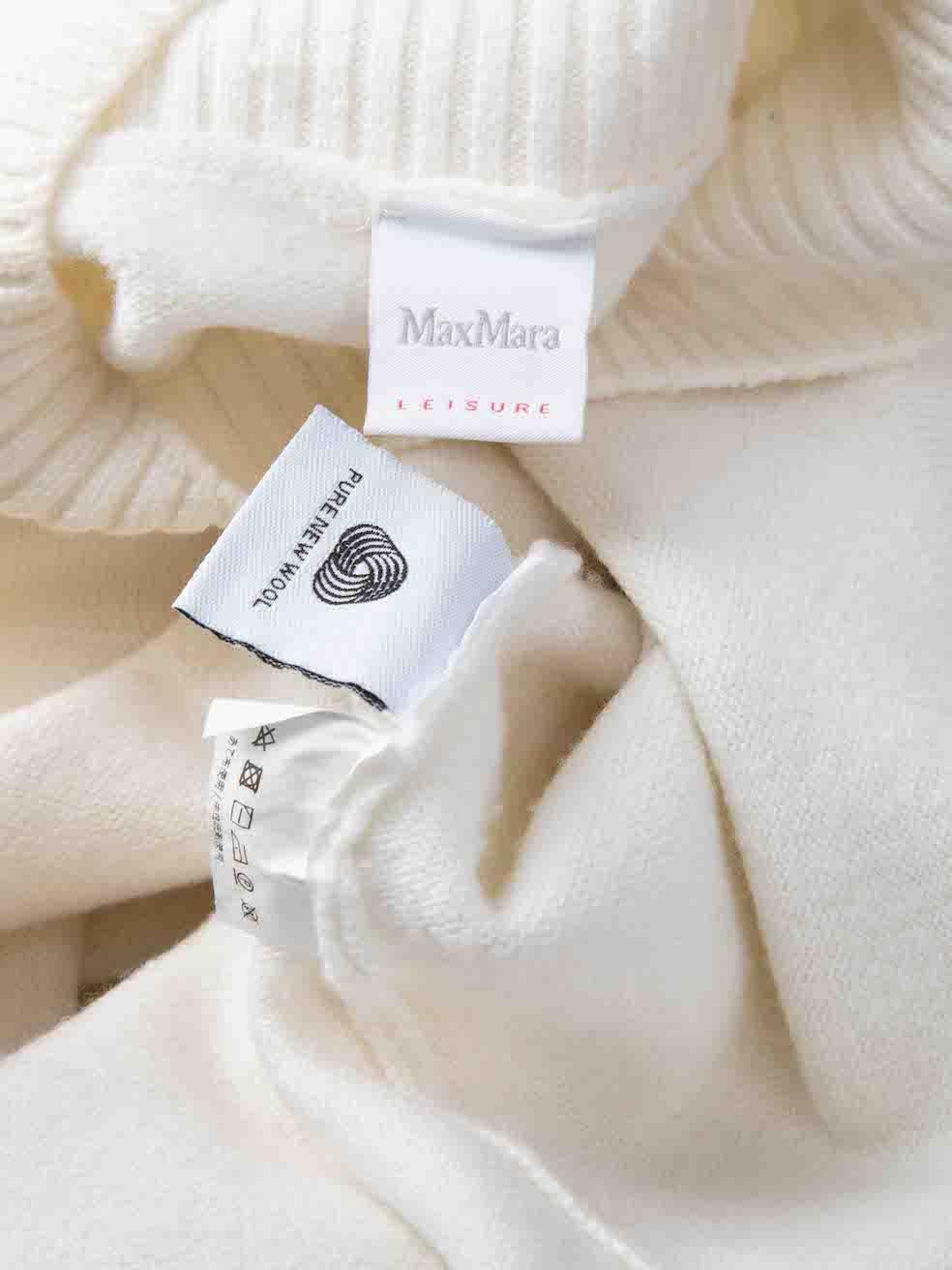 Women's Max Mara White Wool Knit Turtleneck Jumper Size S