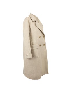 Max Mara Women's Beige Wool Double Breasted Long Coat