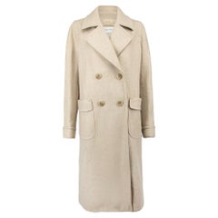 Used Max Mara Women's Beige Wool Double Breasted Long Coat
