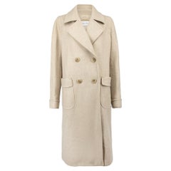 Cappotto lungo doppiopetto in lana beige da donna Max Mara
