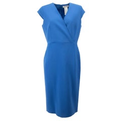 Max Mara Women
s Vintage Blue V Neck Knee Length Dress