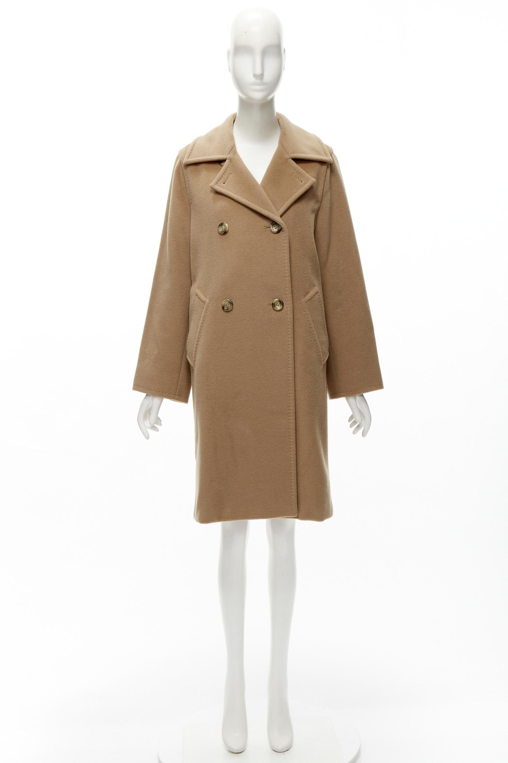 MAX MARA wool camel brown shell button longline overcoat jacket FR36 6
