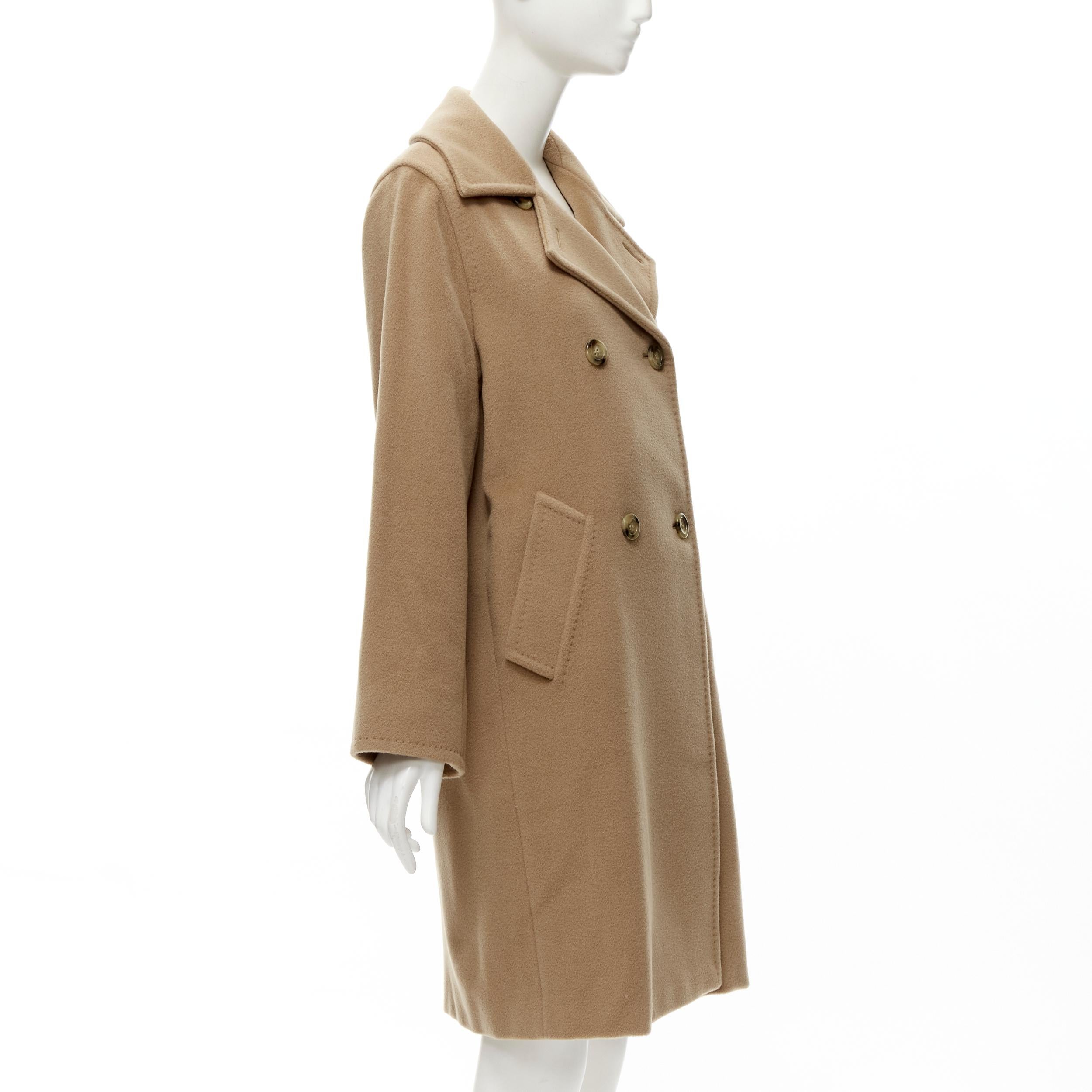 MAX MARA wool camel brown shell button longline overcoat jacket FR36 In Excellent Condition In Hong Kong, NT