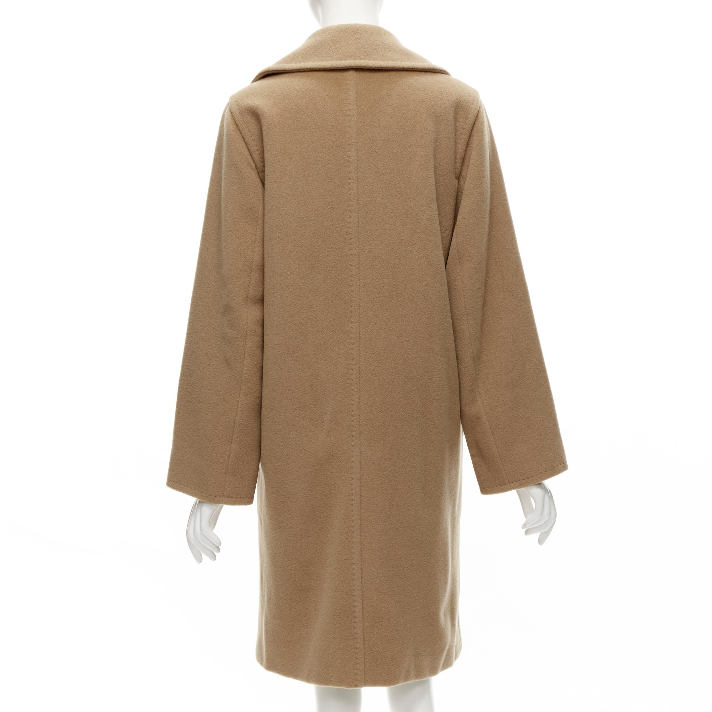MAX MARA wool camel brown shell button longline overcoat jacket FR36 1