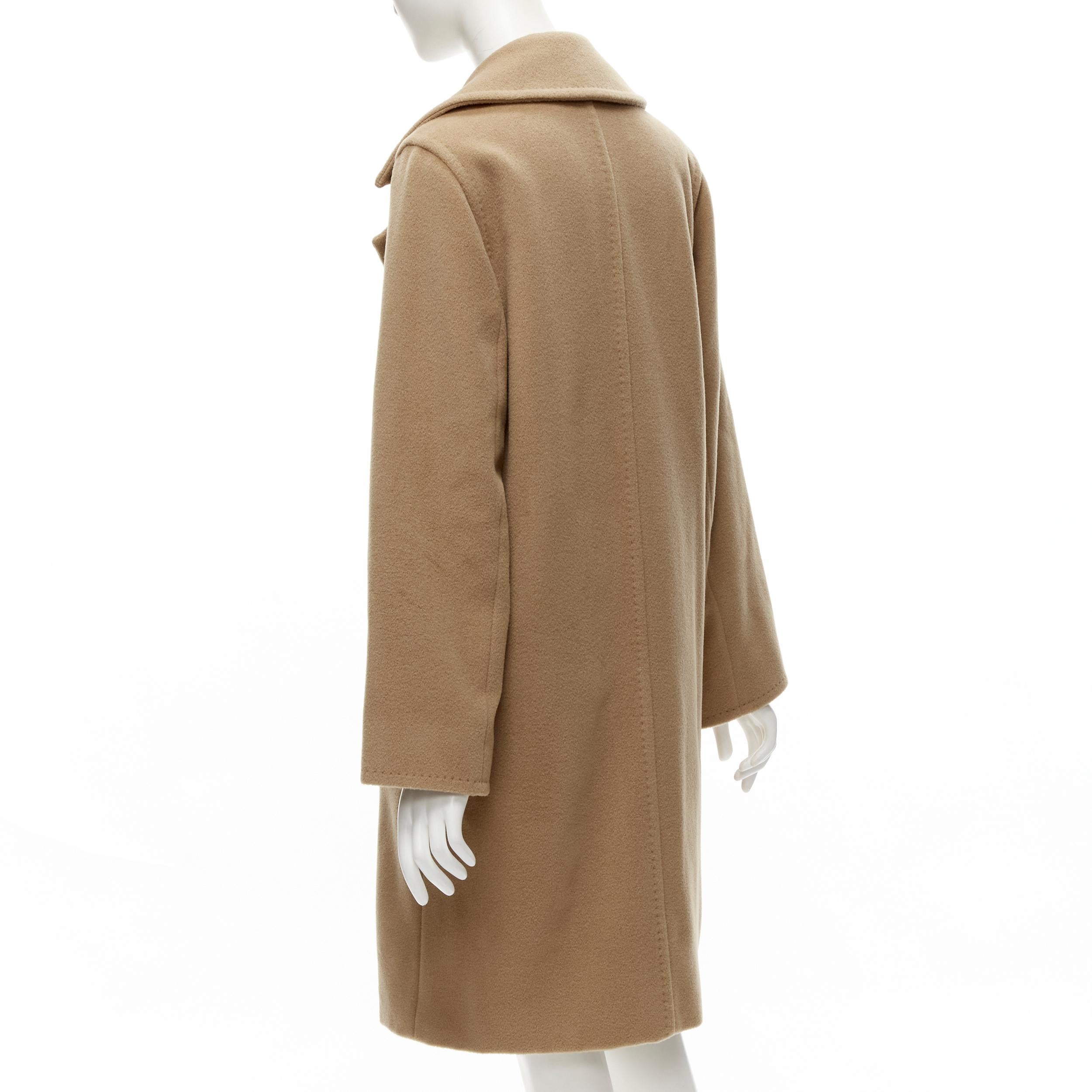 MAX MARA wool camel brown shell button longline overcoat jacket FR36 2